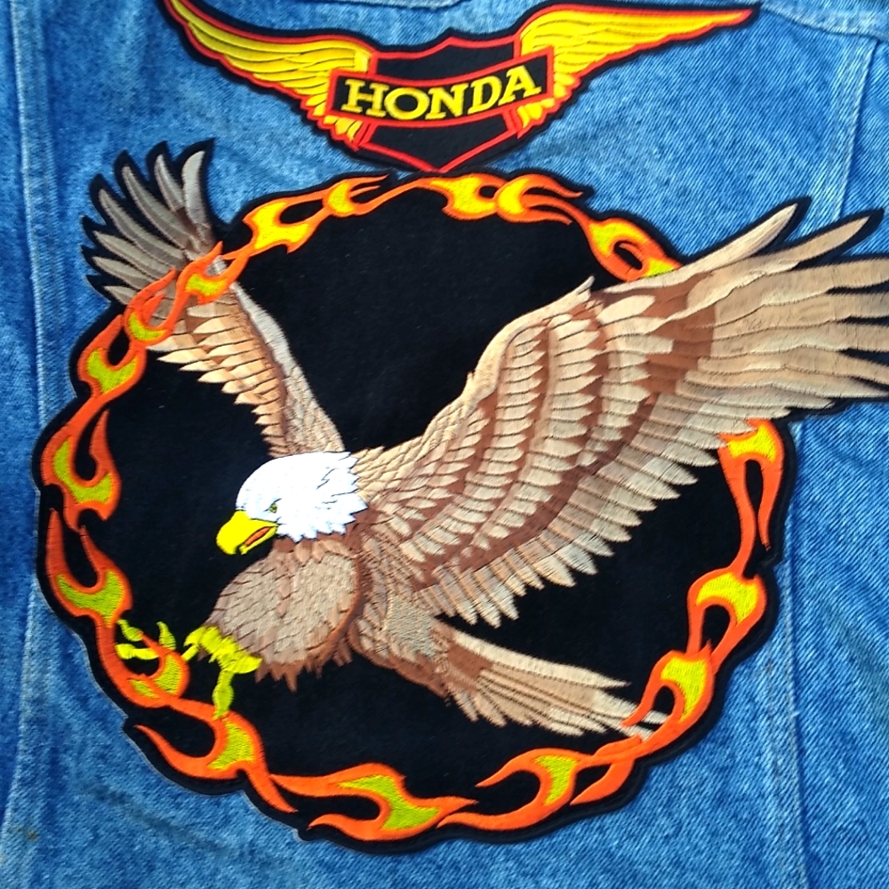 Vintage Lee Denim Jacket Honda Eagle Patch Men's M Jean Trucker - Picture 2 of 10